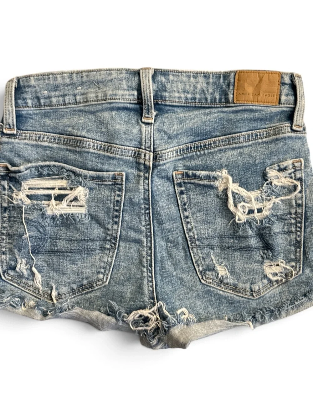 American Eagle Outfitters Distressed Denim Cutoff Shorts - Light Blue